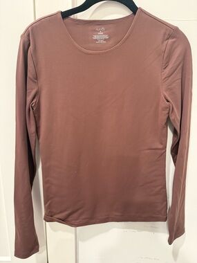 nuuds Long Sleeve Crew Neck Top in Mauve Brown